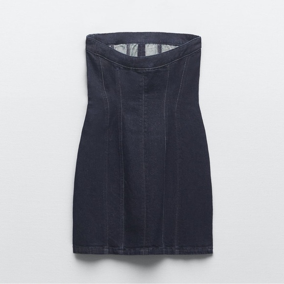 ZARA DENIM CORSET DRESS - Picture 9 of 11